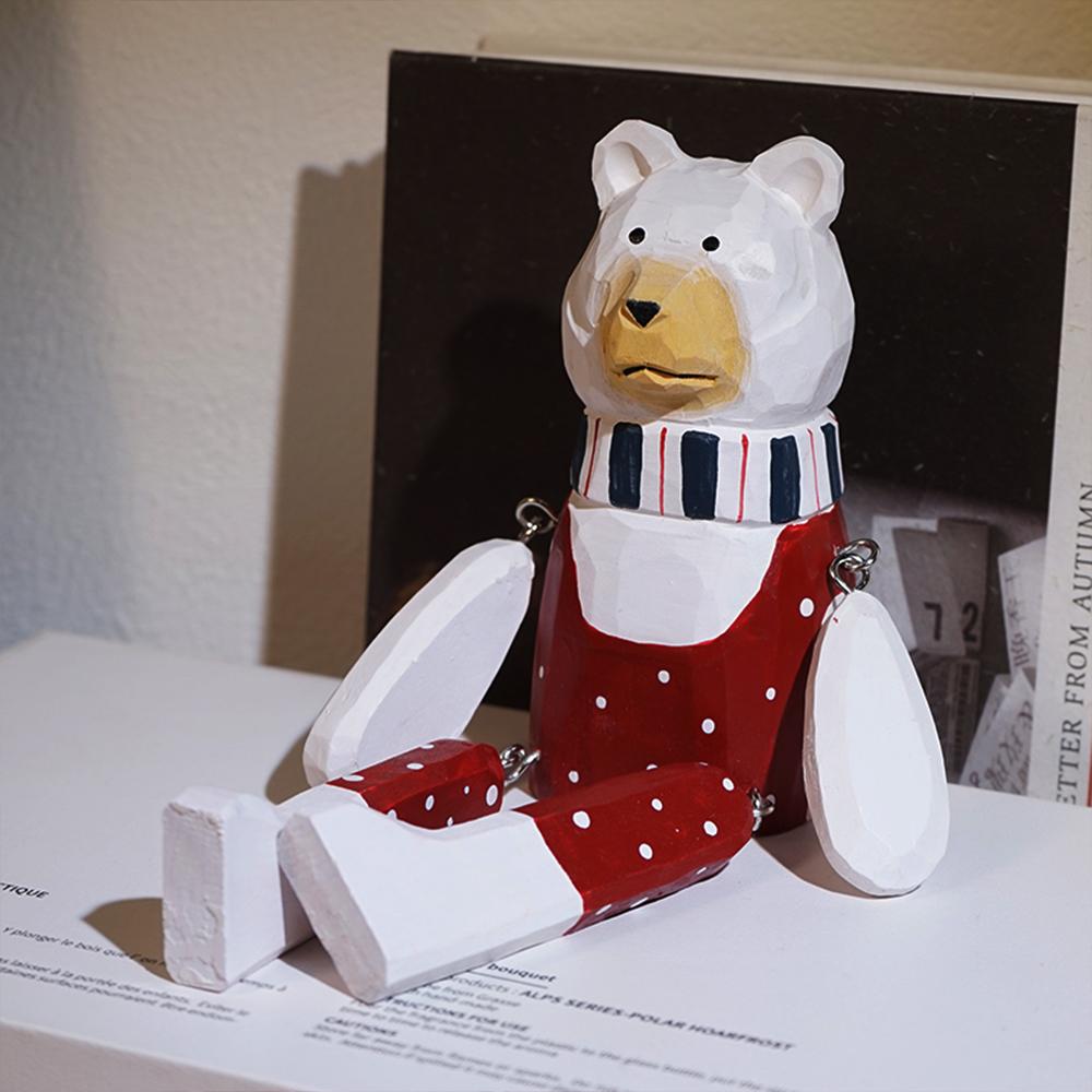 

Christmas Decorations Bear Cub Handcrafted wood carving Home decorations desk accessories room decor Handmade wooden teddy bear белый
