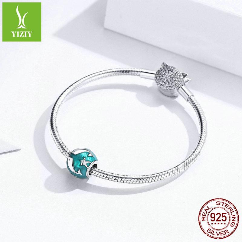 Charm S925 Sterling Silver Loose Beads Ocean Dolphin Shark Small Whale Platinum Plated Diy Silver Accessories