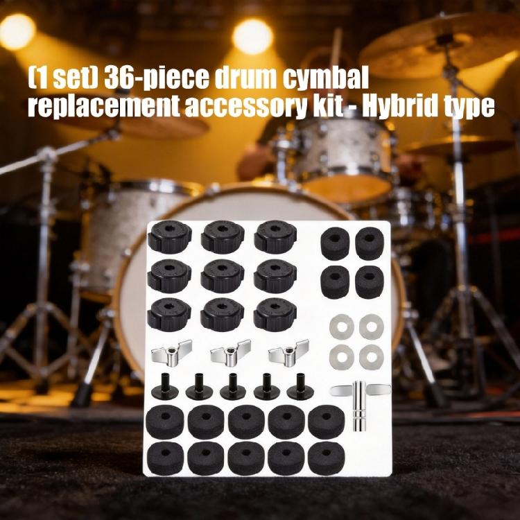 Essential Drum Cymbal Accessories 36 Piece Collection Contains Felts Wing Bolts Washers Sleeves And Key For Reliable Function