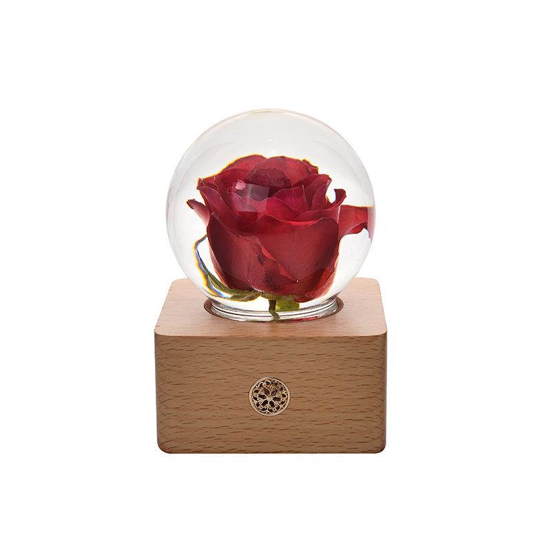 Dandelion Preserved Flower Night Light - Wooden Crystal Ball for Christmas & Birthday Gifts