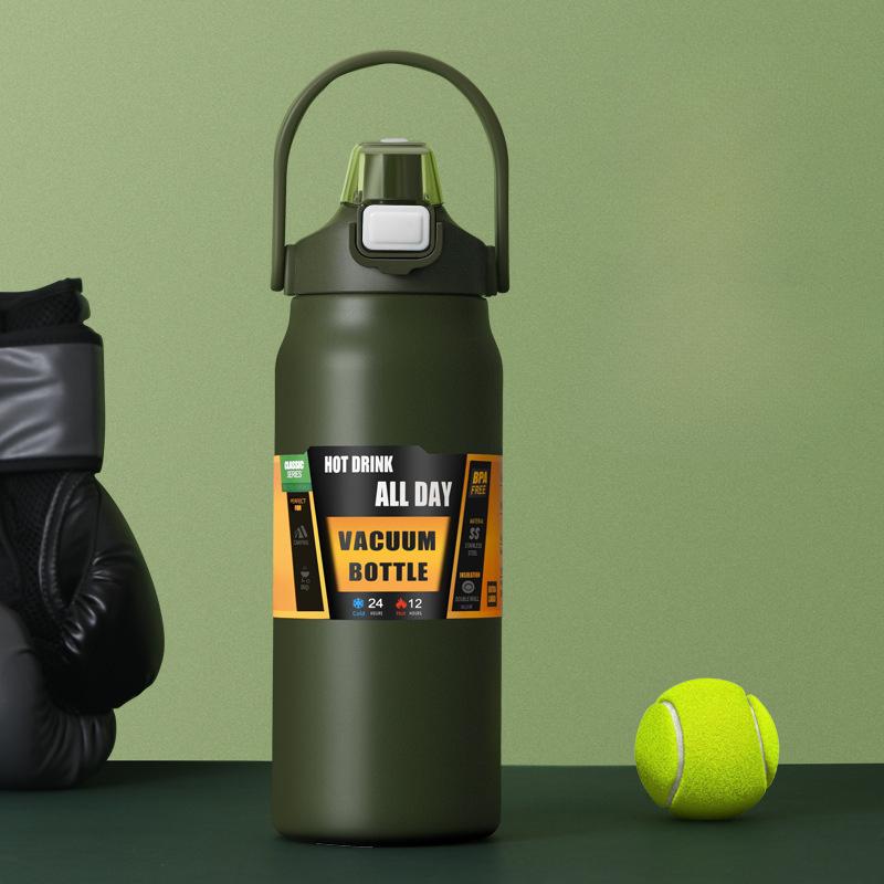 1.5L Insulated Water Bottle Portable Thermos Straw Thermal Cup Tumbler Thermo Bottle Vacuum Flasks Sports Water Cup Drinkware