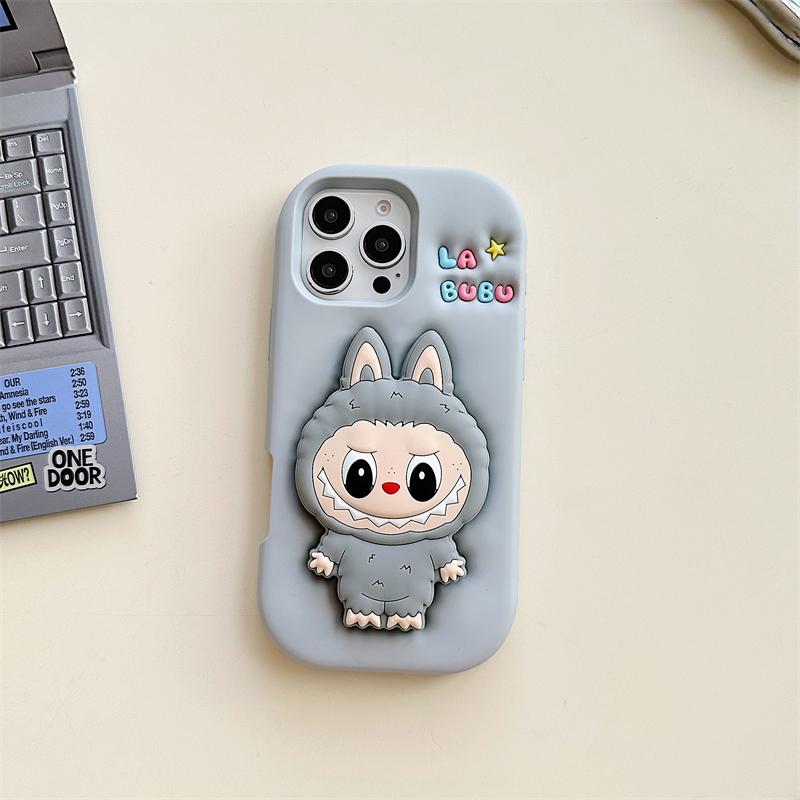 Custodia per telefono 3D carina con supporto per iPhone 17 16 15 14 13 12 11 Pro Max 16E Cover in morbido silicone