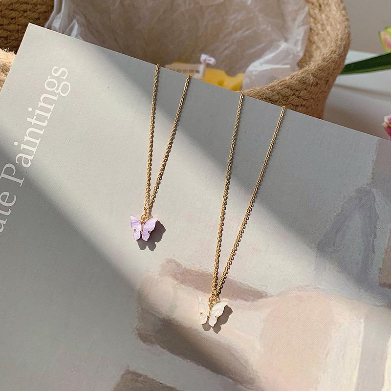 Korean Simple Shell Butterfly Necklace Female Temperament Collarbone Chain Trend Pendant Jewelry