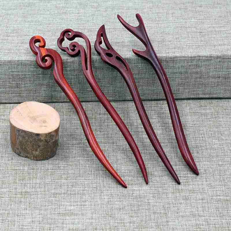 Hair Clasp Girls New Handmade Classical Hairpin Wholesale Updo Red Sandalwood Rosewood Hairpin Ladies Red Sandal Wood