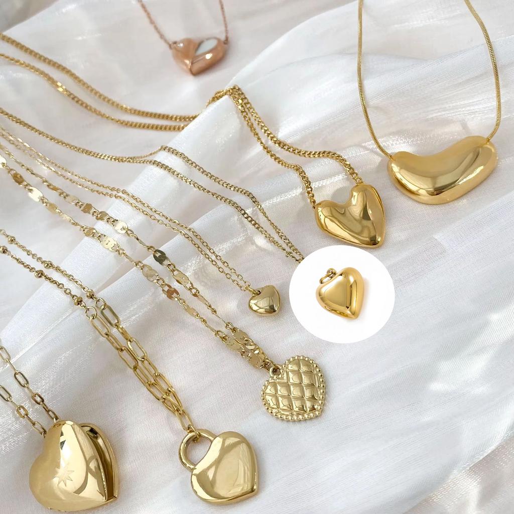 CARLIDANA Irregular Texture Heart Love Zircon Pendants for Stainless Steel Gold Plated Fashion Jewelry Necklace for Women