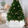 Bohemian Christmas Tree Collar Foldable Christmas Tree Skirt Christmas Soft Plush White Collar Artificial Tree Base Cover Skirt