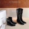 Cowhide Version~ Suede Square Head Medium Boots 2025 New Inner Retro Wide Tube Martin Boots Knight Boots Women's High Boots