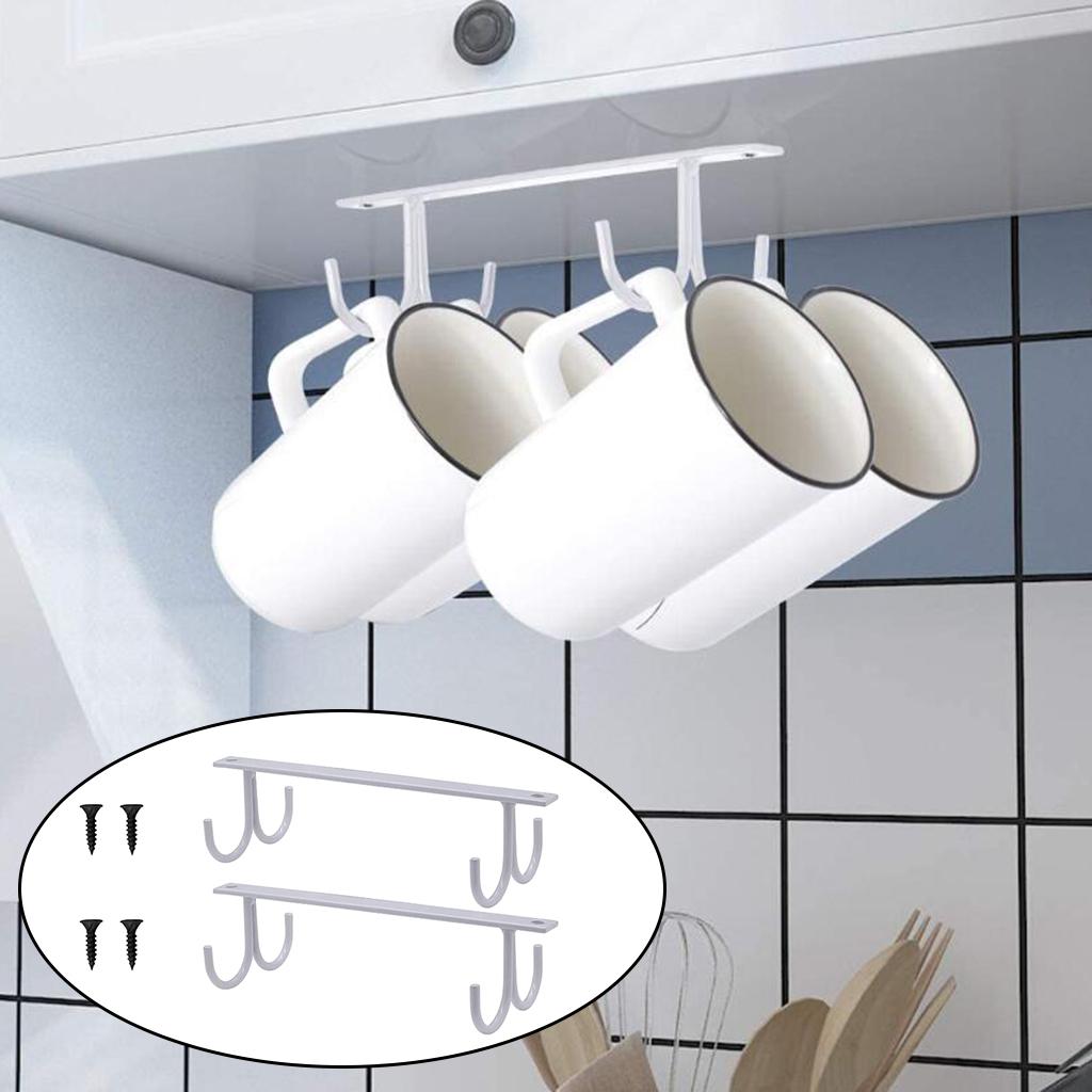 Hooks Towel Coffee Cup Mug Holder Hang Kitchen Under Shelf Rack Hook Display