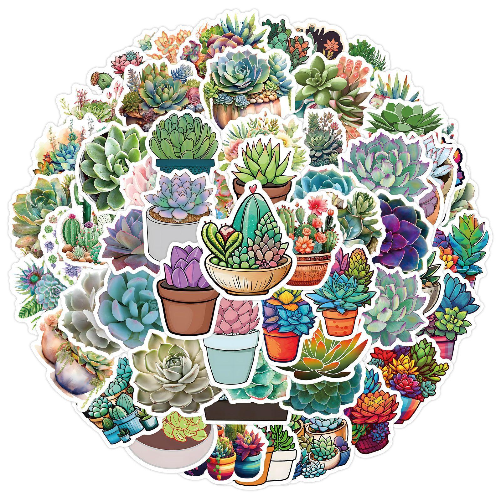 

60 Суккуленты Граффити Наклейки Чемодан Компьютер Мобильный телефон Водяная чашка Водонепроницаемые наклейки Наклейки