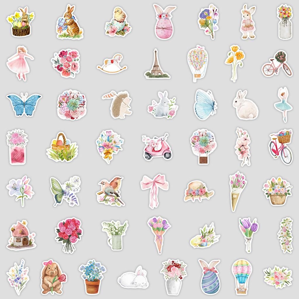50 New Easter Graffiti Stickers Creative Easter Stickers Water Cup Mobile Phone Waterproof Decorative Stickers