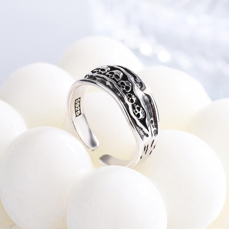 New Personality Aggressive Creative Skull 925 Sterling Silver 6 Skull Ghost Exquisite Popular Opening Rings TYB251