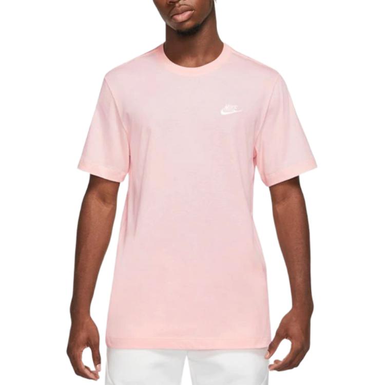 Nike T Shirts Men's Pink Crew Neck Moderate Straight Fit AR4999-686