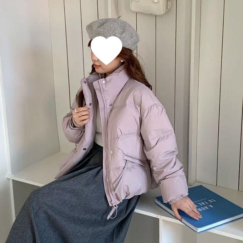 Women's Short Petite Thickened Down Jacket - Loose, Slimming, Warm, Stand Collar; Ideal for Autumn and Winter.