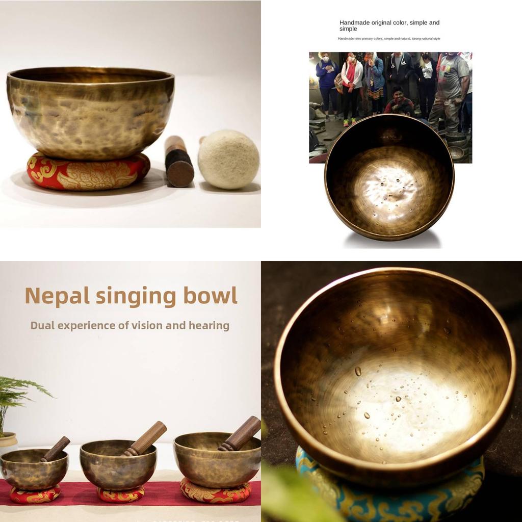 Large Copper Buddha Sound Bowl For Meditation And Religious Rituals With Handcrafted Art