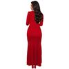 C7271 Women's Fashion Solid Color Long Sleeve Slit Dress with Hot Drilling