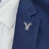 Deer Head Pattern Brooch for Mens Luxury Stainless Steel Hollow Animal Lapel Pin Clothing Accessories Christmas Party Gifts