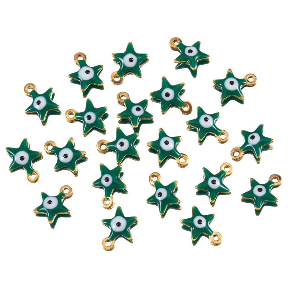 20pcs Stainless Steel Enamel Colorful Evil Eye Charm Star Pendant Connectors DIY Women Jewelry Making Necklaces Earring Supplies