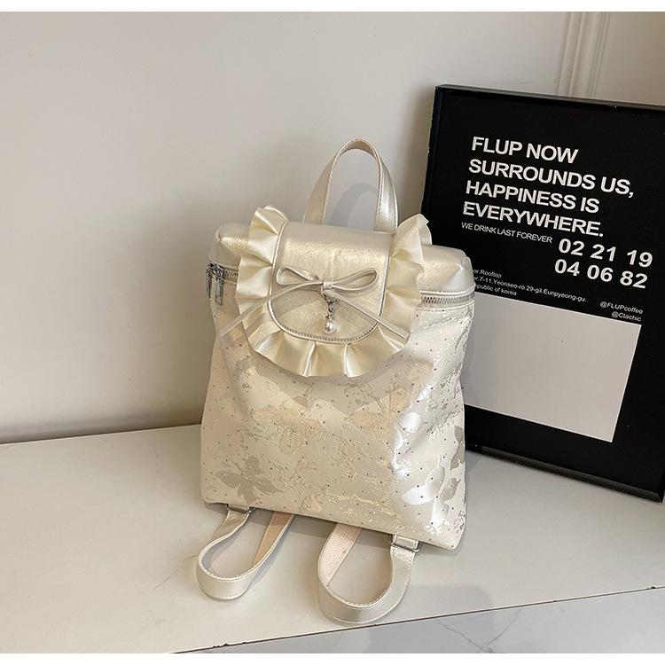 Korean bow girl backpack new literary small fresh college style mini lace small backpack tide 2940₽