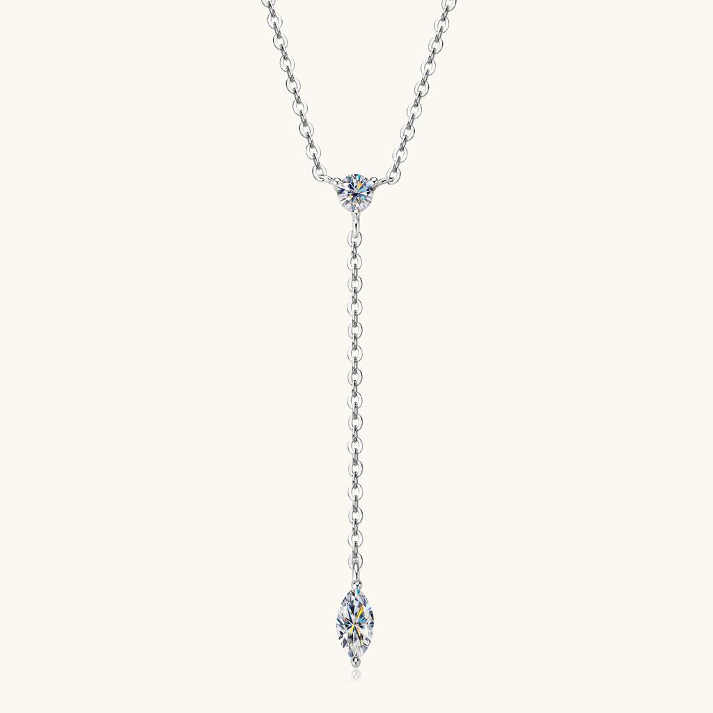 Κολιέ Lariat Moissanite Κοπής Marquise για Γυναίκες Ασήμι 925 Αλυσίδα Y- Μακριά Κρεμαστό Κολιέ Λεπτά Κοσμήματα