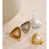 Yhpup 2025 Stainless Steel Imitation Pearls Triangle Stud Earrings Arrivals Elegance Chic Korean Trendy Exquisite Jewelry Women
