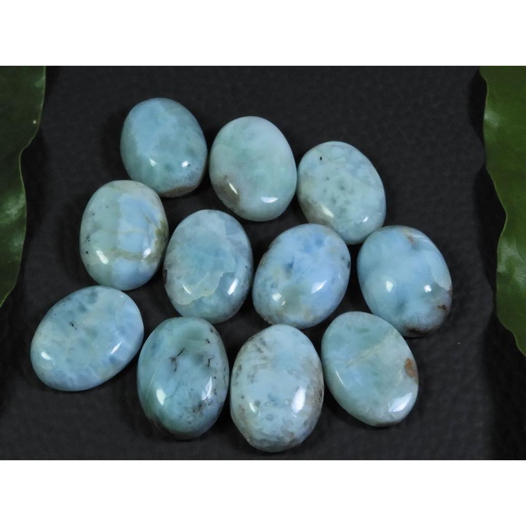 12X16MM Blue Larimar Natural Cabochon Oval Loose Gemstone Lot 11Pcs 104Cts. A-51