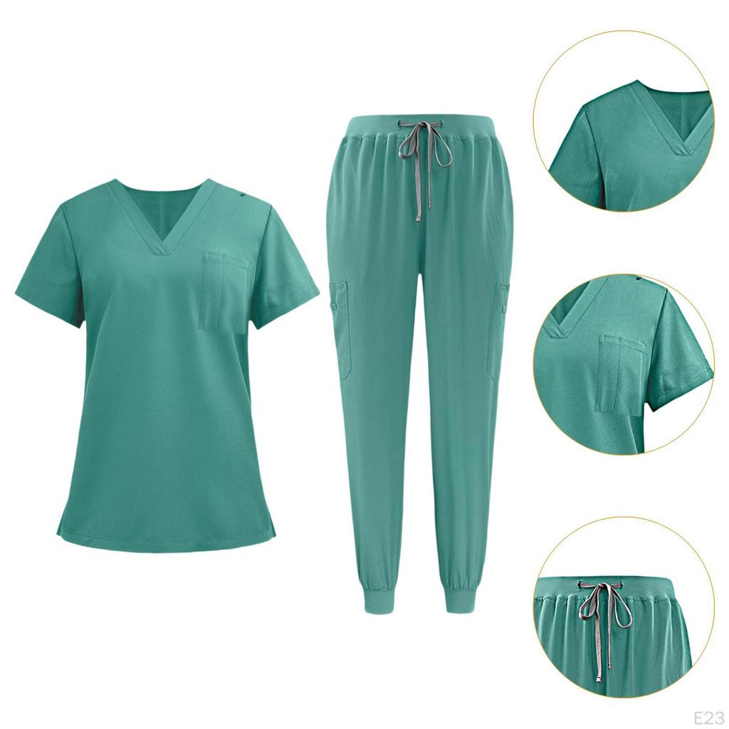 Women Scrub Uniform Set Jogging Cloth Top and Jogger Pants for Yoga Pet Grooming