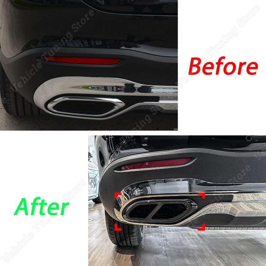Car Tail Throat Pipe Cover Trim ABS Plastic Accessories for Mercedes Benz GLC Class X254 GLC260 GLC300 AMG 2023+ Gloss