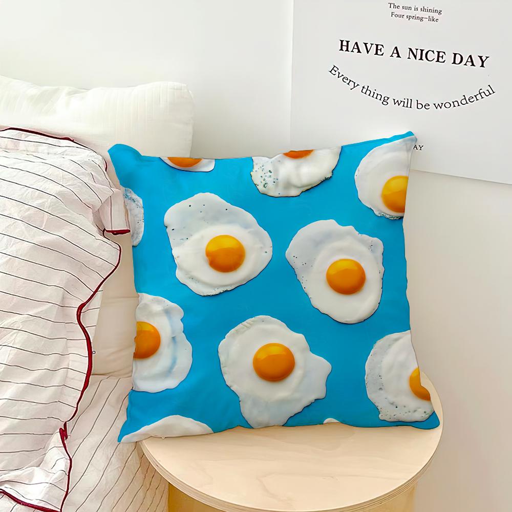 Funny Food Fried Egg Pizza Waffle cushion Living Room Bedroom Headboard Backrest Cushion Square Cushion Nap Time Pillow Case
