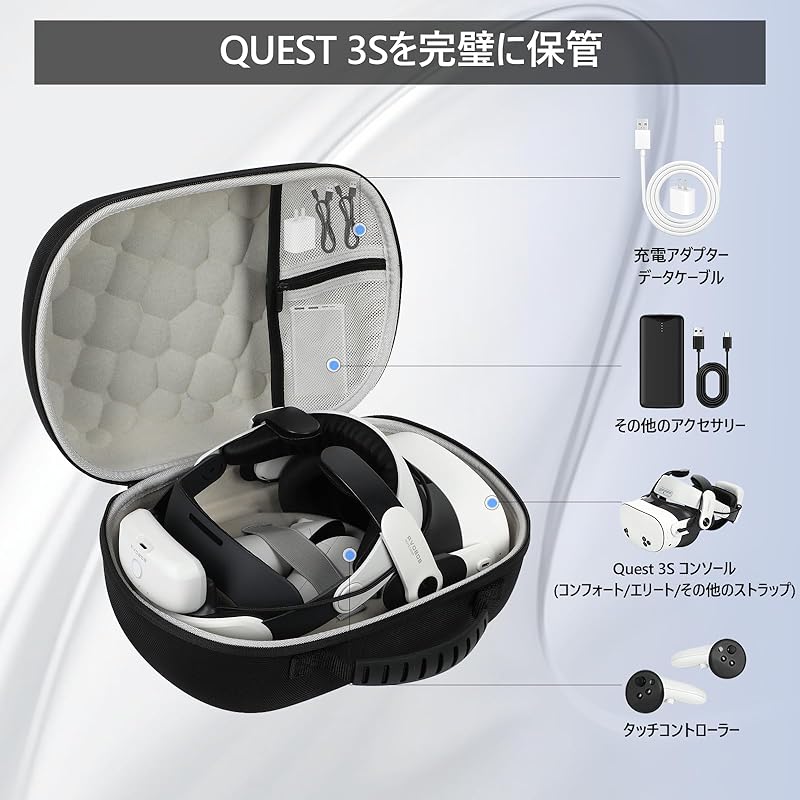 YipuVR Case Compatible Meta Quest 3/Quest 3S, Meta Quest 3 / Shockproof VR Travel Carry Case with Hard Shell Specifications for 3S, Quest 3S