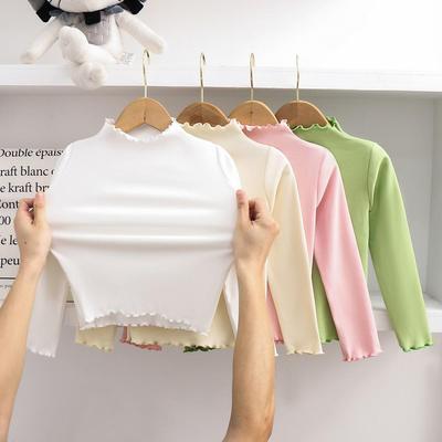 Flickors långärmad volang-t-shirt - Enfärgad hösttopp