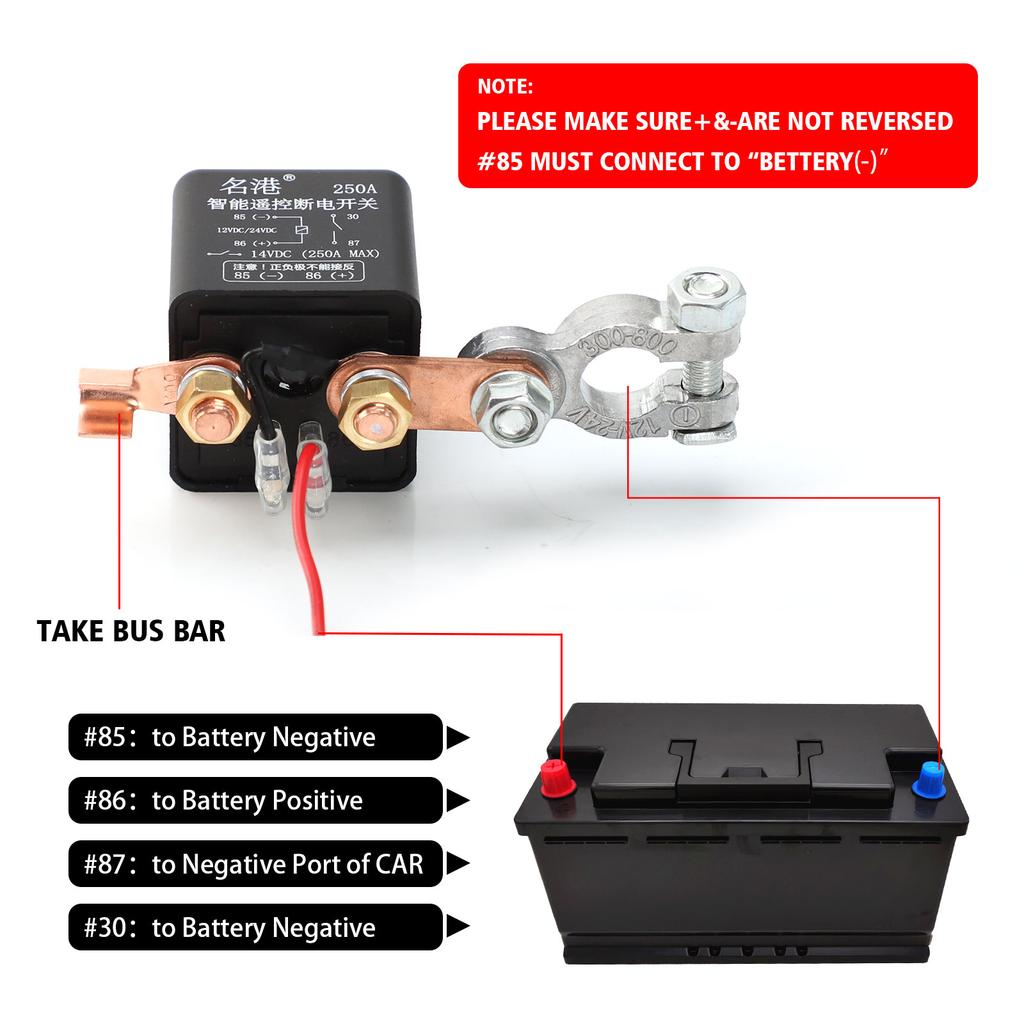 120A 200A 250A 12/24V Battery Switch Disconnect Cut Off Isolator Switch Relay Remote Control Battery with Remote Control Switch