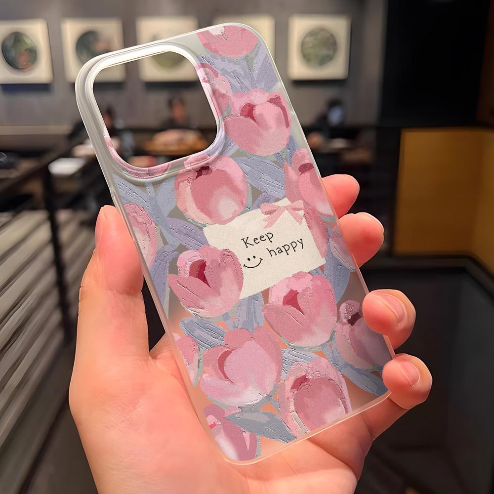 Handyhüllen für iPhone 11 13 15 Pro Max 12 14 Pro Max Hülle iPhone 16 15 Plus 13 Pro 12 Frosted Texture Painted Cartoon Flowers