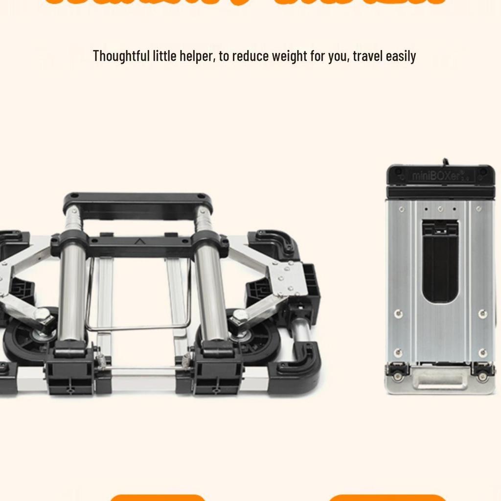 Kompakt hopfällbar vagn: Liten handkärra, Bagage- och lastvagn, Bärbar shoppinglösning.