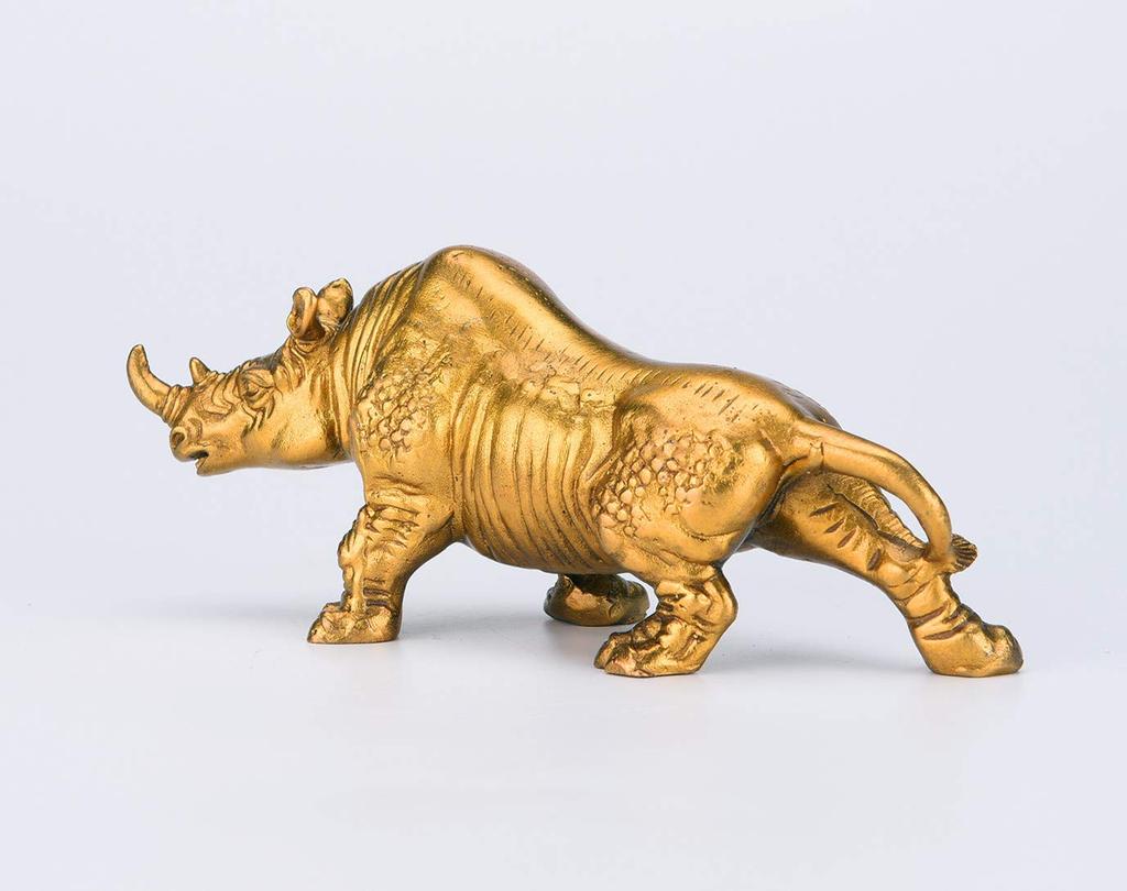 Feng Shui Lucky Good Luck Fortune Money Wealth Copper Item, Rhino, Charm, Ornament, Improver, Luck, Luck, Collectible, Amulet,