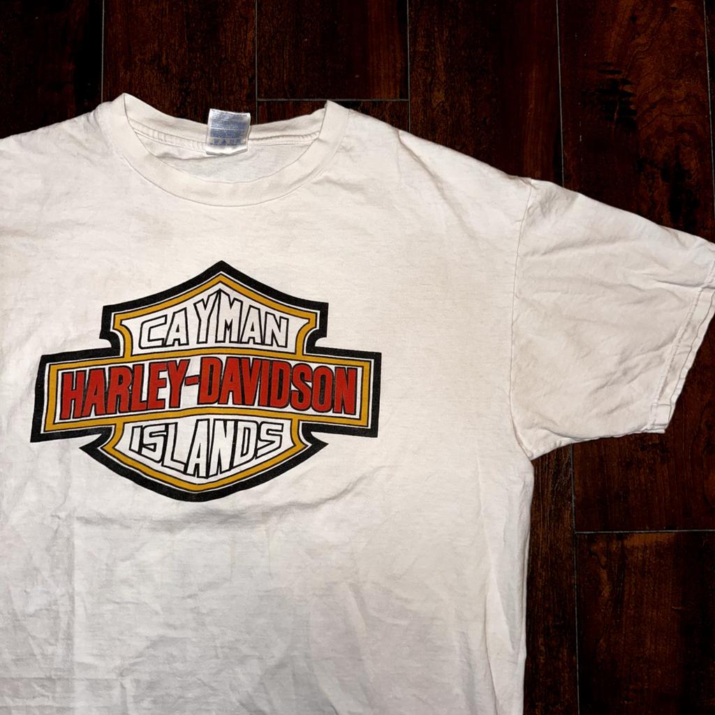 Harley Davidson Vintage T Shirt Cayman Islands Motorcycle Bikes Y2K British