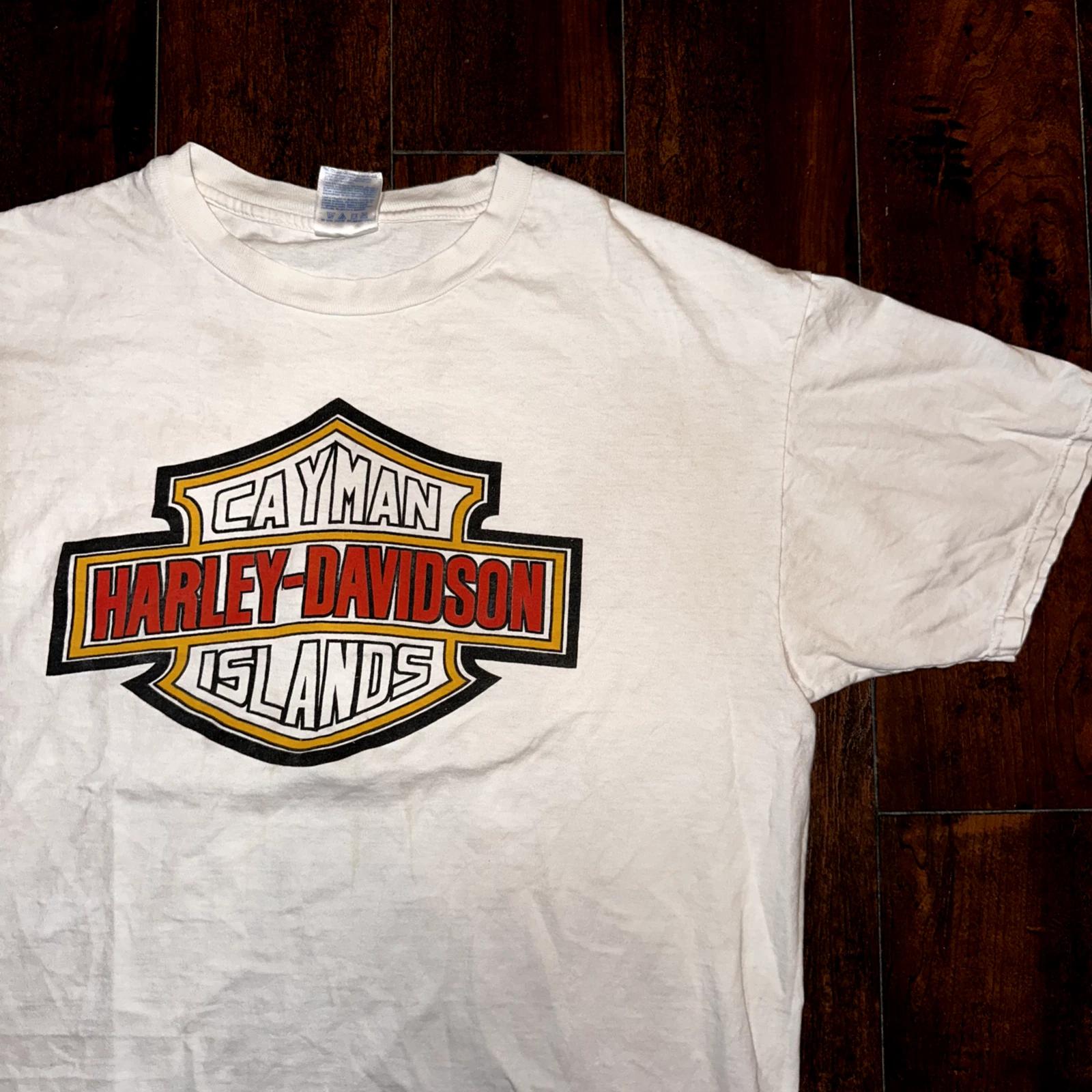 

Harley Davidson Vintage T Shirt Cayman Islands Motorcycle Bikes Y2K British XL