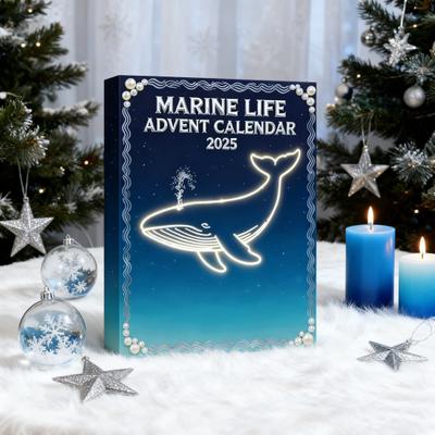 Ocean Life Advent Calendar 2025 24 Days Acrylic Underwater Themed Ornaments Christmas Countdown Box for Entertainment Parties