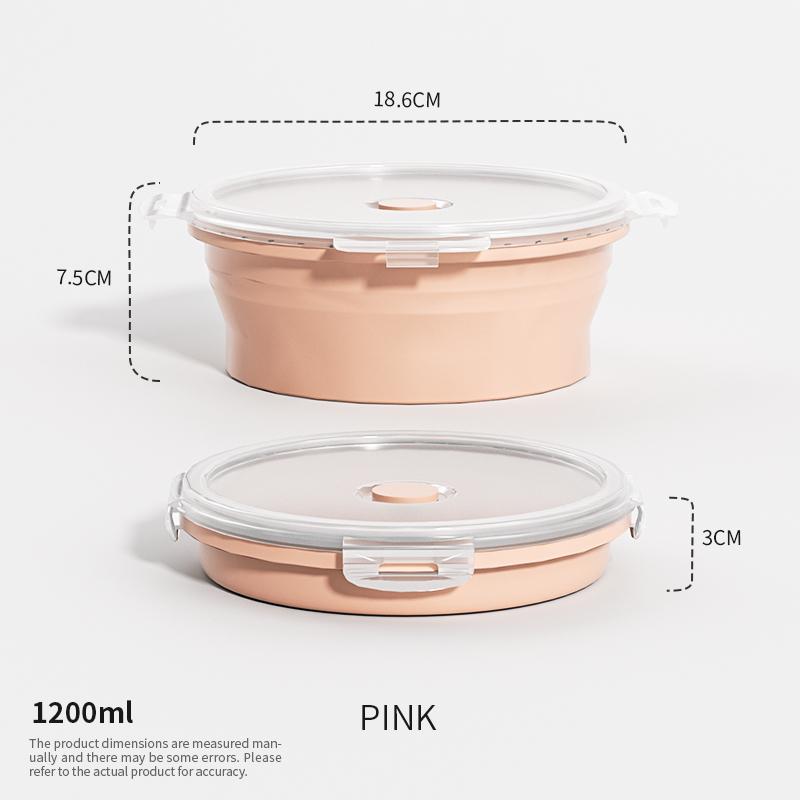 Collapsible Food Storage Containers Foldable Silicone Lunch Containers with Lids Rectangle Collapsible Bowls Round Food Bowls 2