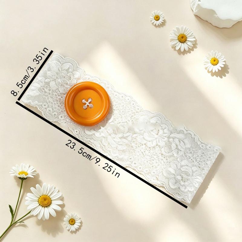 Vintage Women'S Colorful Oversized Button Lace Headband Spicy Girl Y2K Japanese Trendy Headband Sweet Cool Sports Yoga Headband
