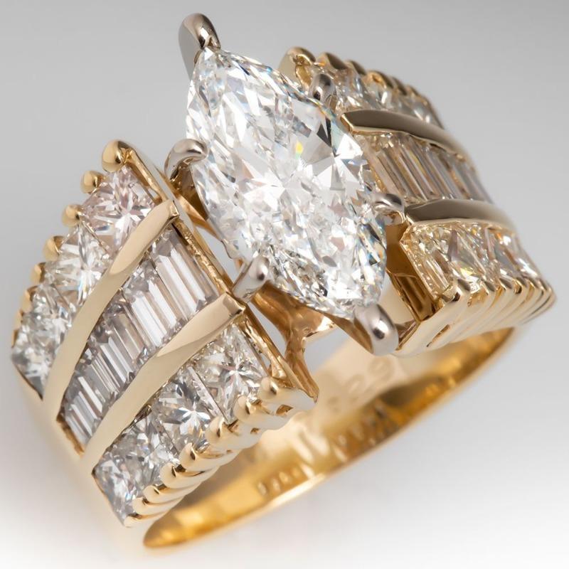 Fashion Gold Color Square Inlaid White CZ Women's Ring Geometry Daily Wear Party Jewelry