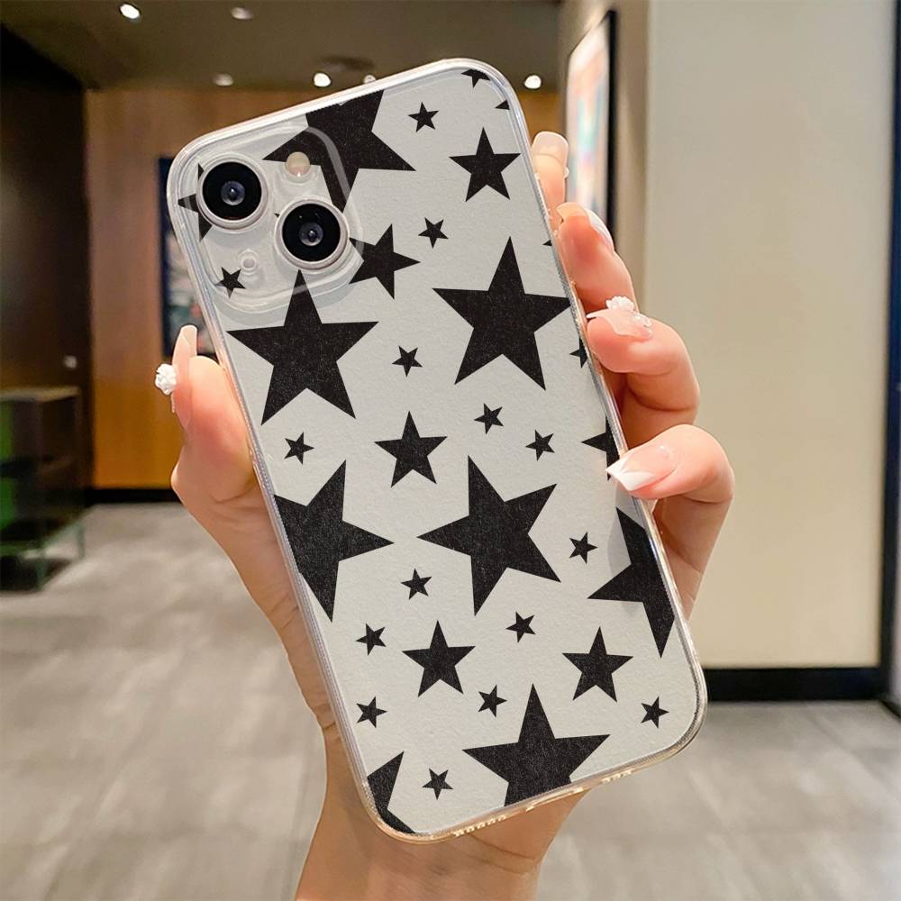 Fashion Vintage Large Stars Phone Case For iPhone 17 16e 16 15 14 13 12 11mini Pro Max X XR XSMAX 8 7 Air Plus Soft Cover