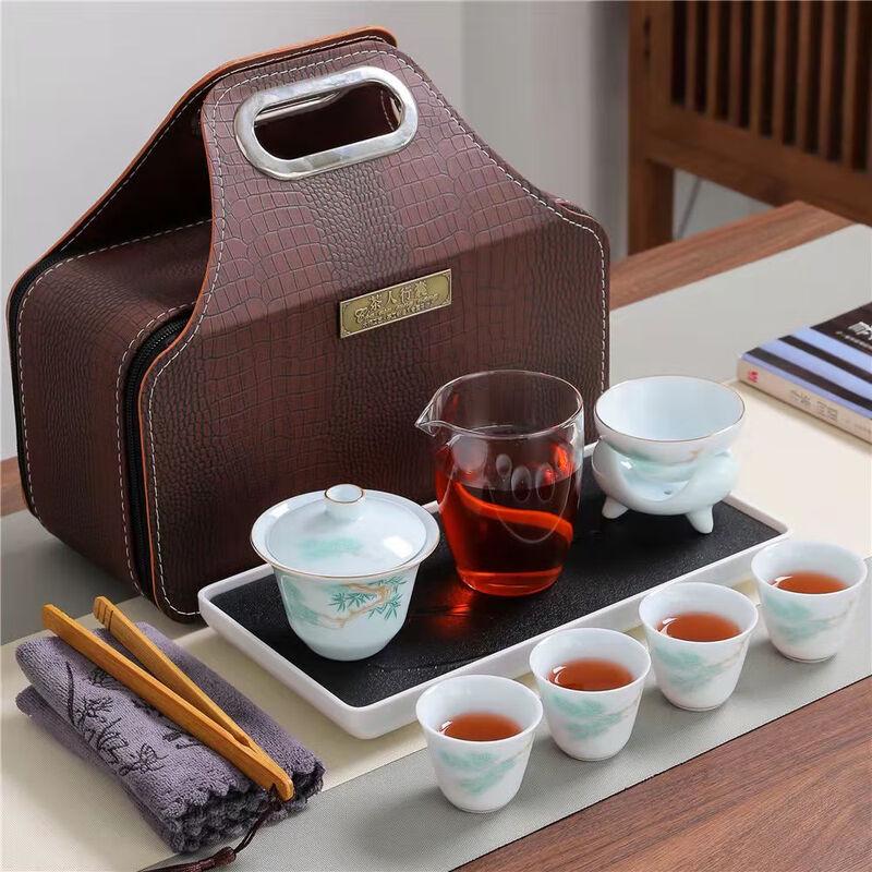 Chaxun Blue & White Porcelain Travel Gaiwan Set