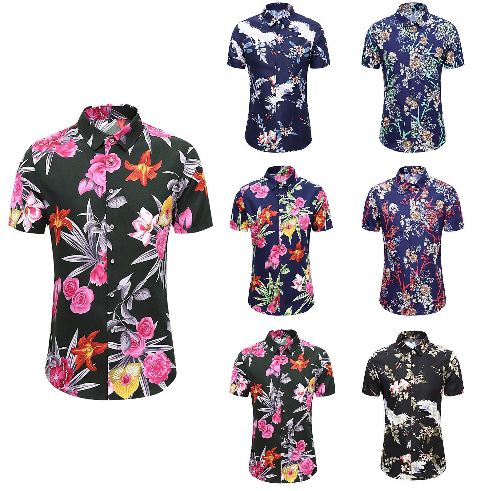 

Мужская повседневная рубашка с короткими рукавами и свободными пуговицами в этническом стиле с принтом, блузка, топы