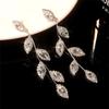 Europäischen Luxus Super Flash Strass Lange Blatt Ohrringe Damen Mode Temperament Ohrringe Ohrringe