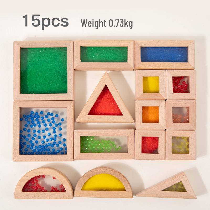 Wooden Rainbow Acrylic Blocks: Interlocking Early Childhood Building Toys