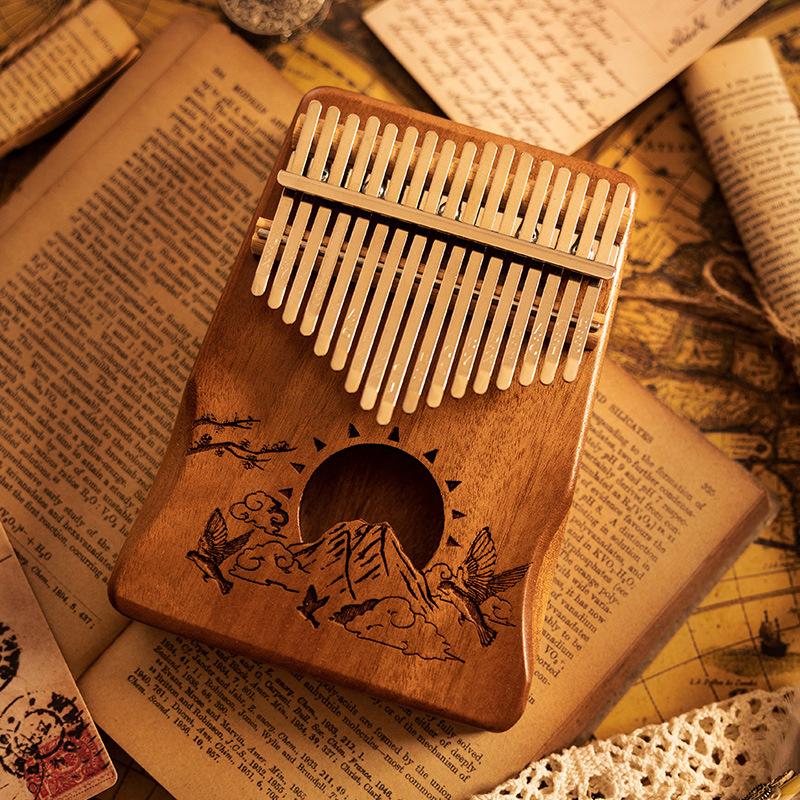 Wooden Kalimba 17 Keys Musical Keyboard for Initiants 21 Keys Kalimbas Sound Therapy Portable Professional Instruments Finger Piano Children's Gift