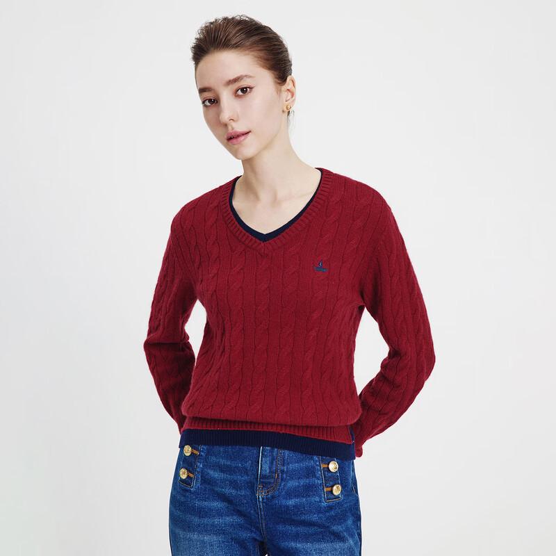 Navigare Women's Faux Two-Piece Cable Knit Long Sleeve Wool Sweater