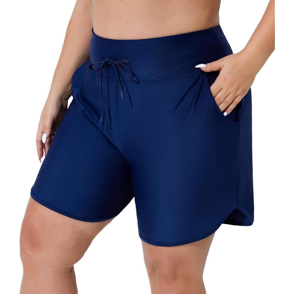 

Плавки Charmleaks Plus Size для женщин с высокой талией, шорты для плавания, нижняя часть купальника танкини с карманами и шнурком 1X