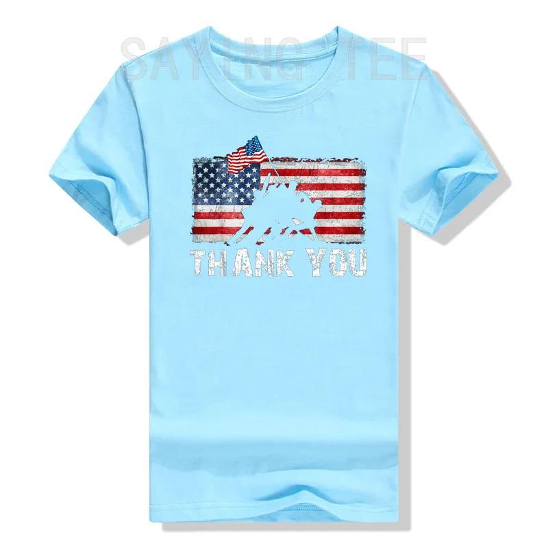 Patriotic American US Flag Thank You Memorial Day Veteran T-Shirt USA Proud Graphic Tee Tops 4th of July Clothes Novelty Gifts