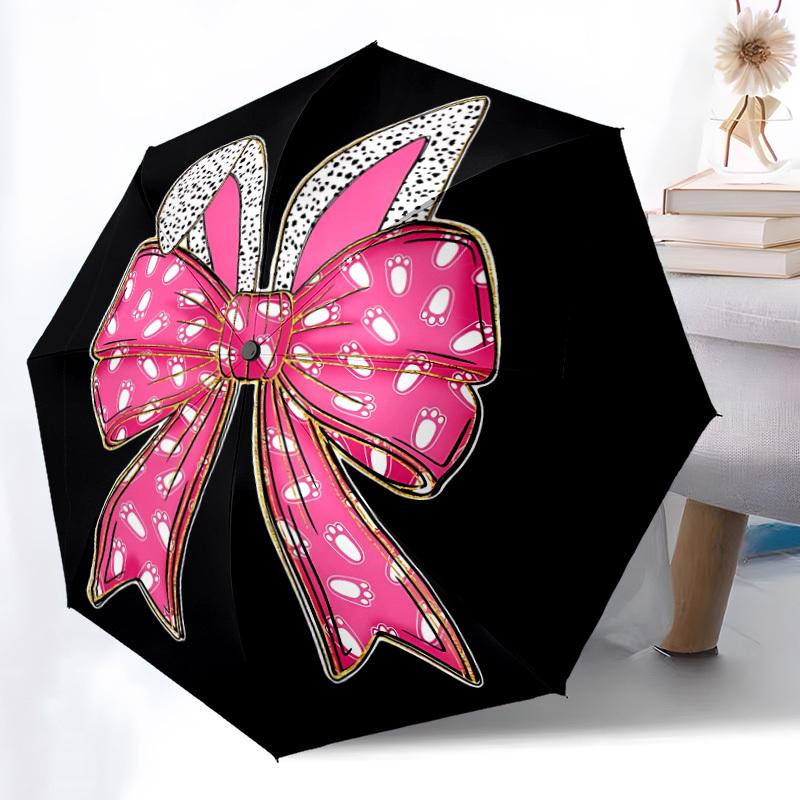 1pc Footprint Bow Automatic Open/Close Umbrella, Portable Folding Umbrella, Compact Travel Umbrella For106
